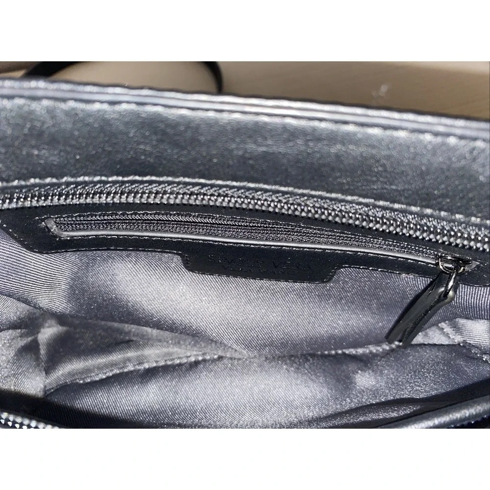 Simply Vera Wang Adrienne Top Zip Black Chain Strap Crossbody Bag